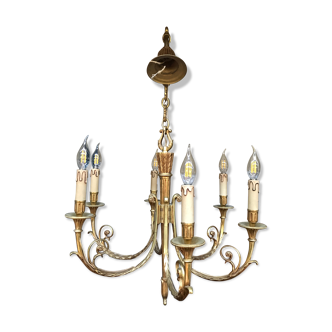 6-light bronze chandelier Louis XVI