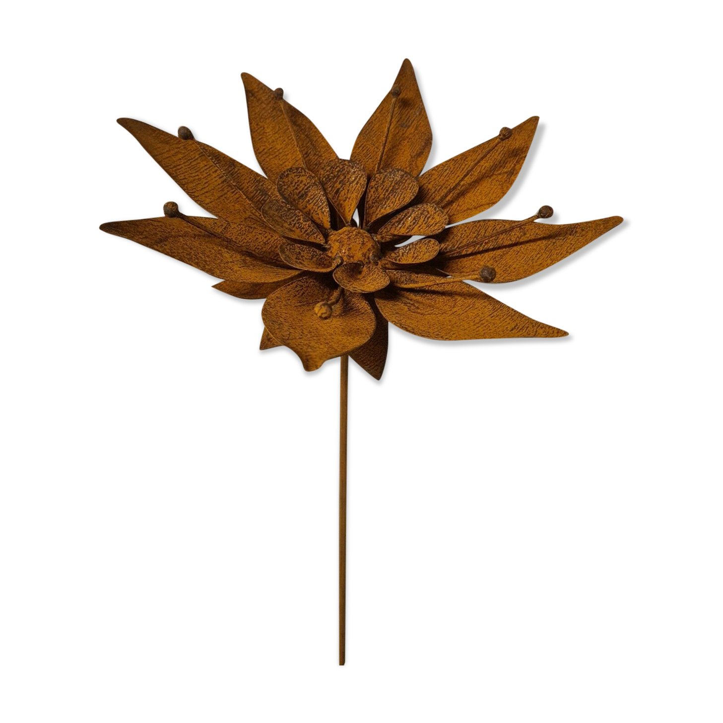 Iron flower on stem, garden decoration