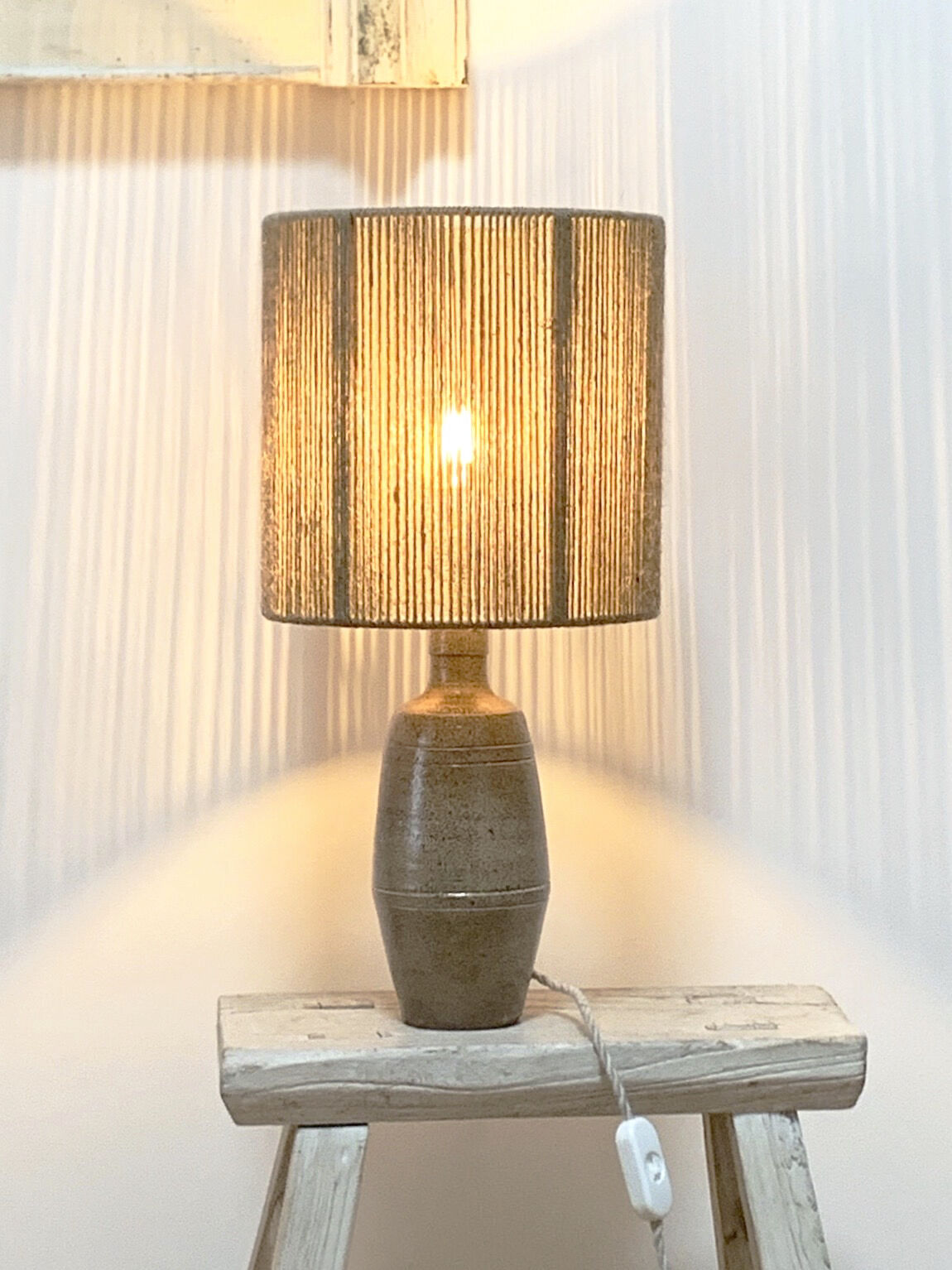 Sandstone lamp and jute string