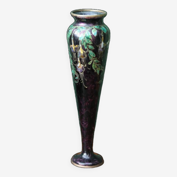 Vase émaillé, art nouveau, Limoges, Jules Sarlandie