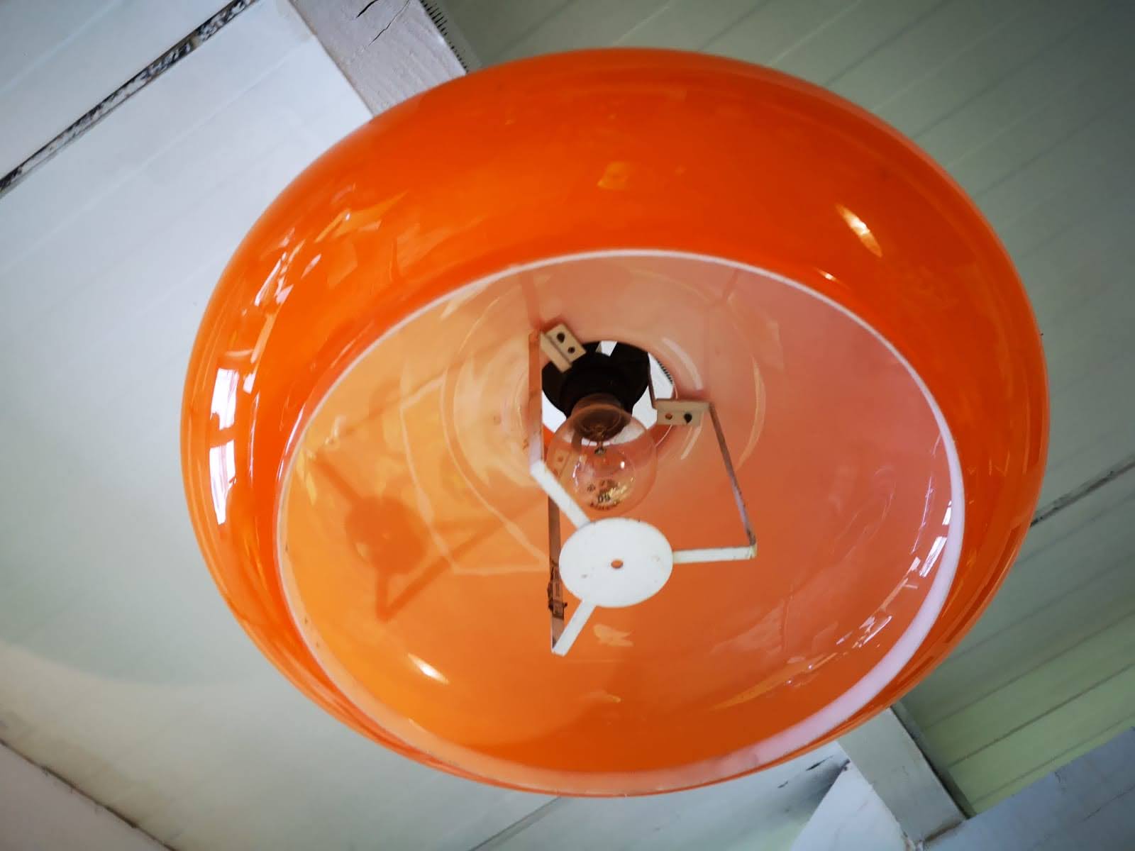 Vintage orange opaline hanging lamp