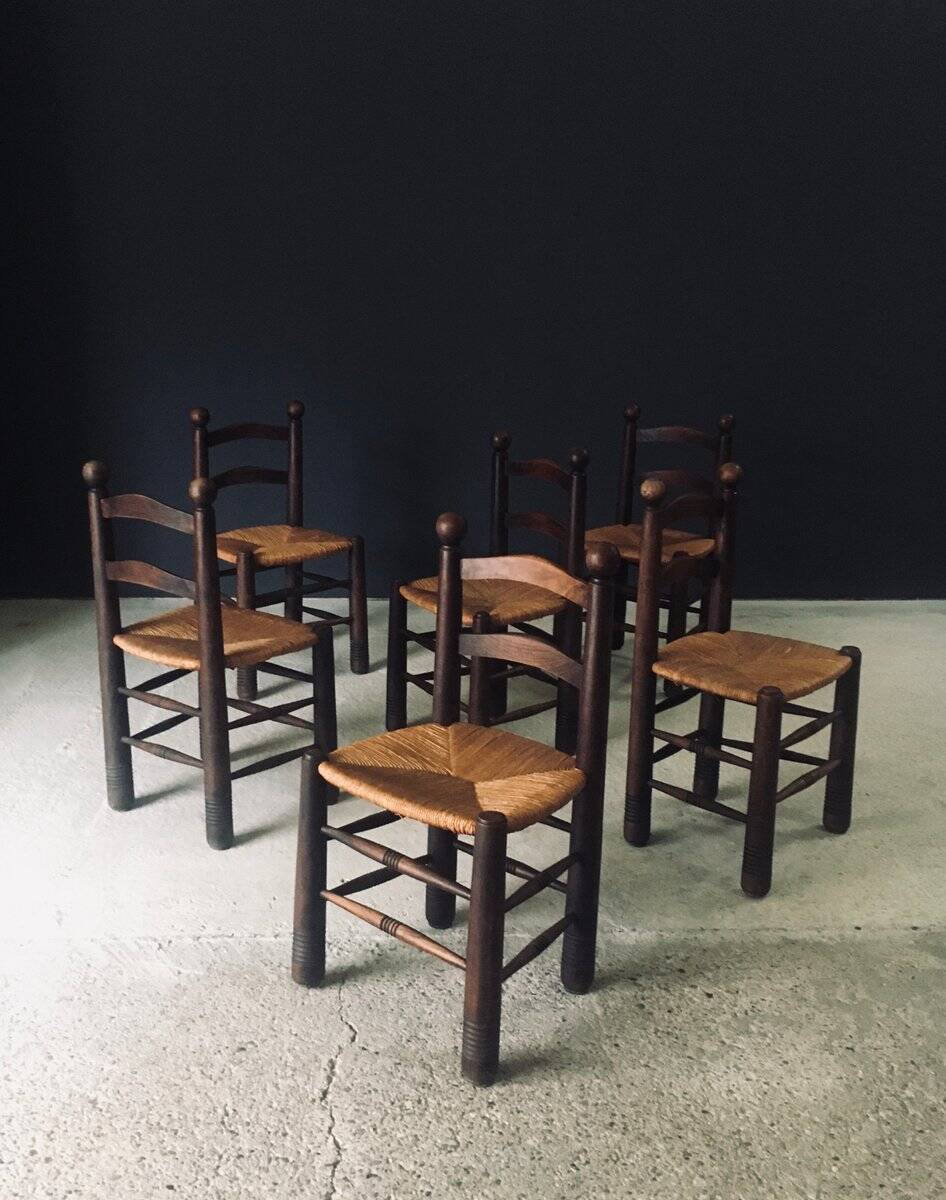 French Provincial Dining Chairs by Charles Dudouyt, France, 1940s, Set of 6