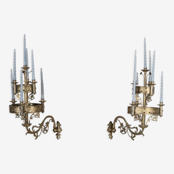 19th C Gothic Style Candle Sconces