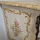 Louis XV style chest of drawers painted with flowers, Italian manufacture
