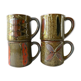 Set of 4  sandstone mugs 70 years