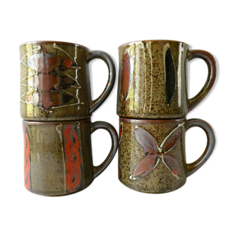 Set of 4  sandstone mugs 70 years