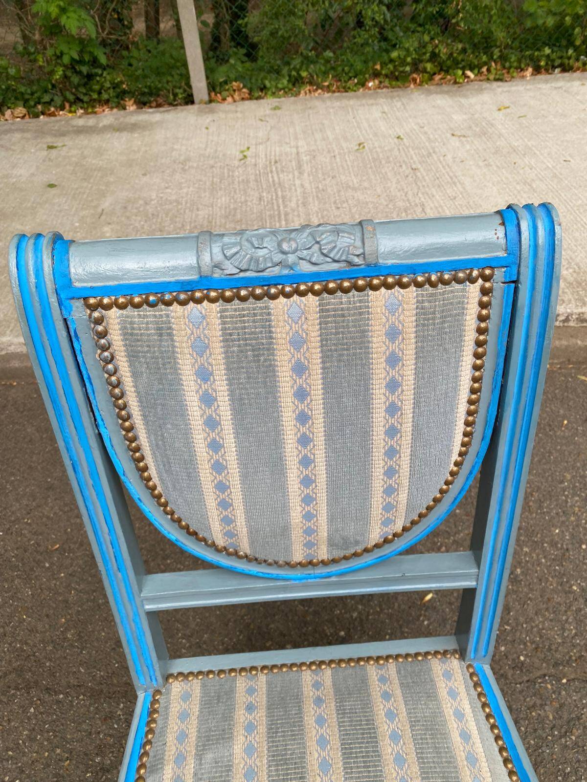 Louis XVI Style Chair / Medallion Painted in Blue