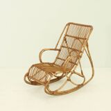 Fauteuil à bascule en bambou des années 1960's, Espagne.
