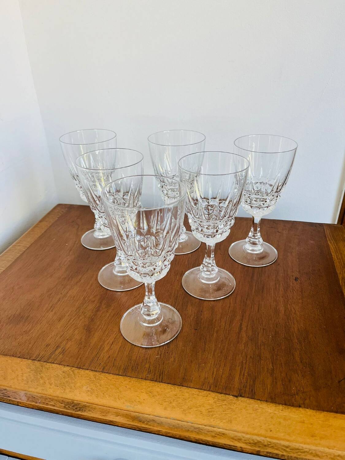 8 crystal d'arques pompadour wine or water glasses from the 1990s