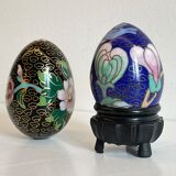 Vintage cloisonné enamelled eggs