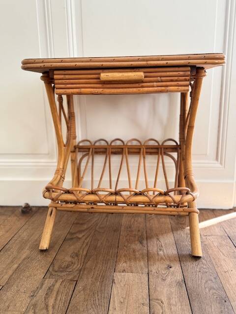 vintage rattan bedside table