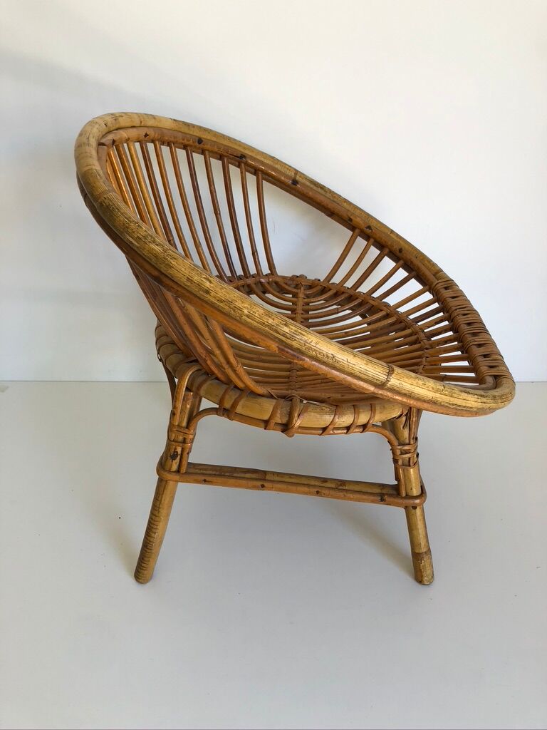 Children's rattan desk with matching chair