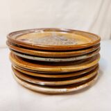 Set of 8 vintage dessert plates in enamelled stoneware signed MALI