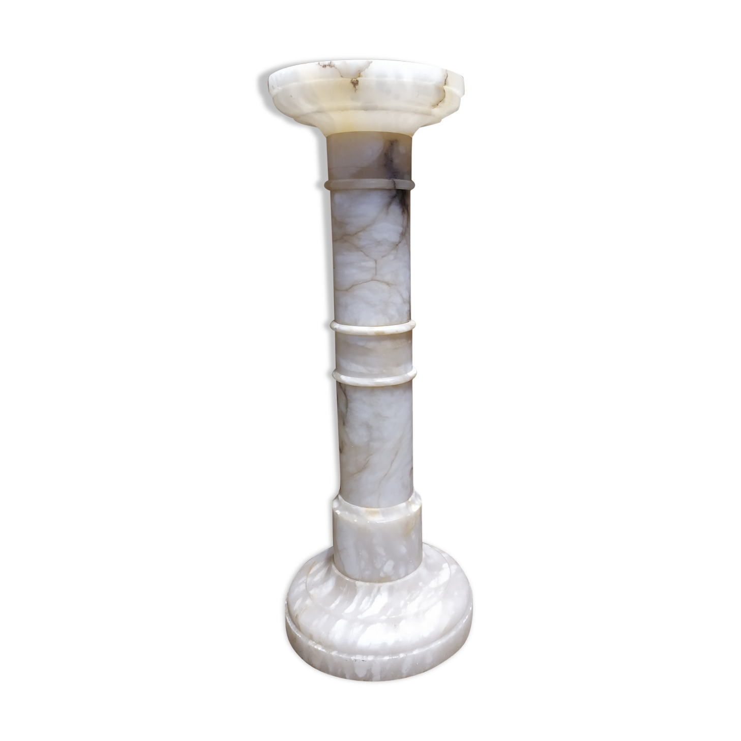 Column in bright alabaster 87 cm 3 fires
