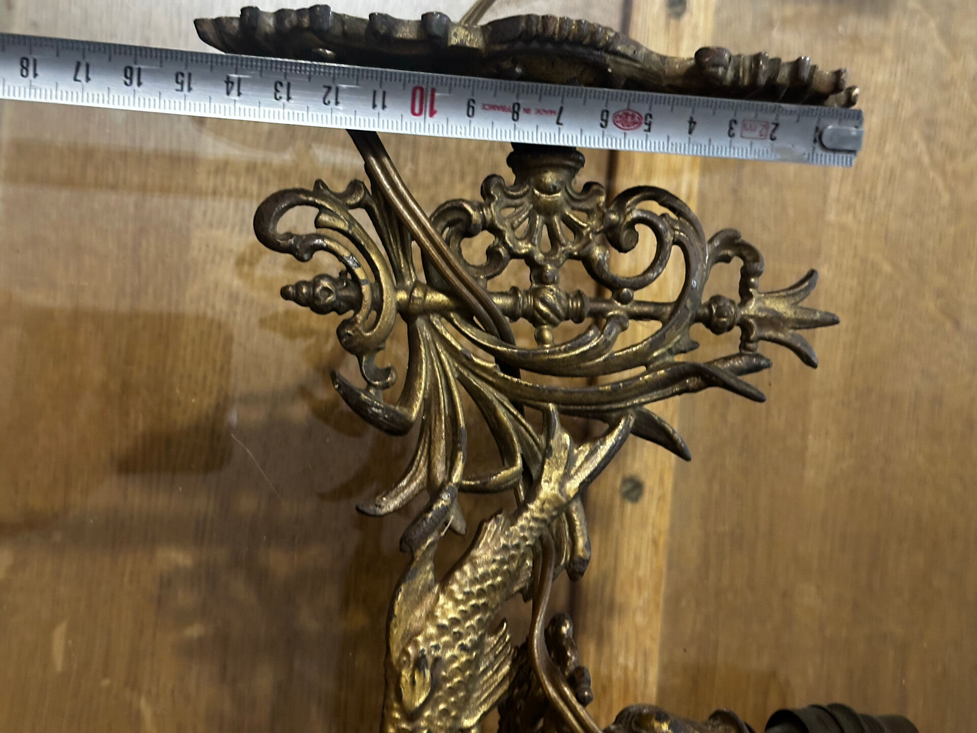 Pair of naturalistic wall sconces with fish circa 1900