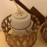 Pair came in wicker rattan and opalescent glass.