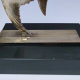 Pair of designer black marble bronze fish bookends