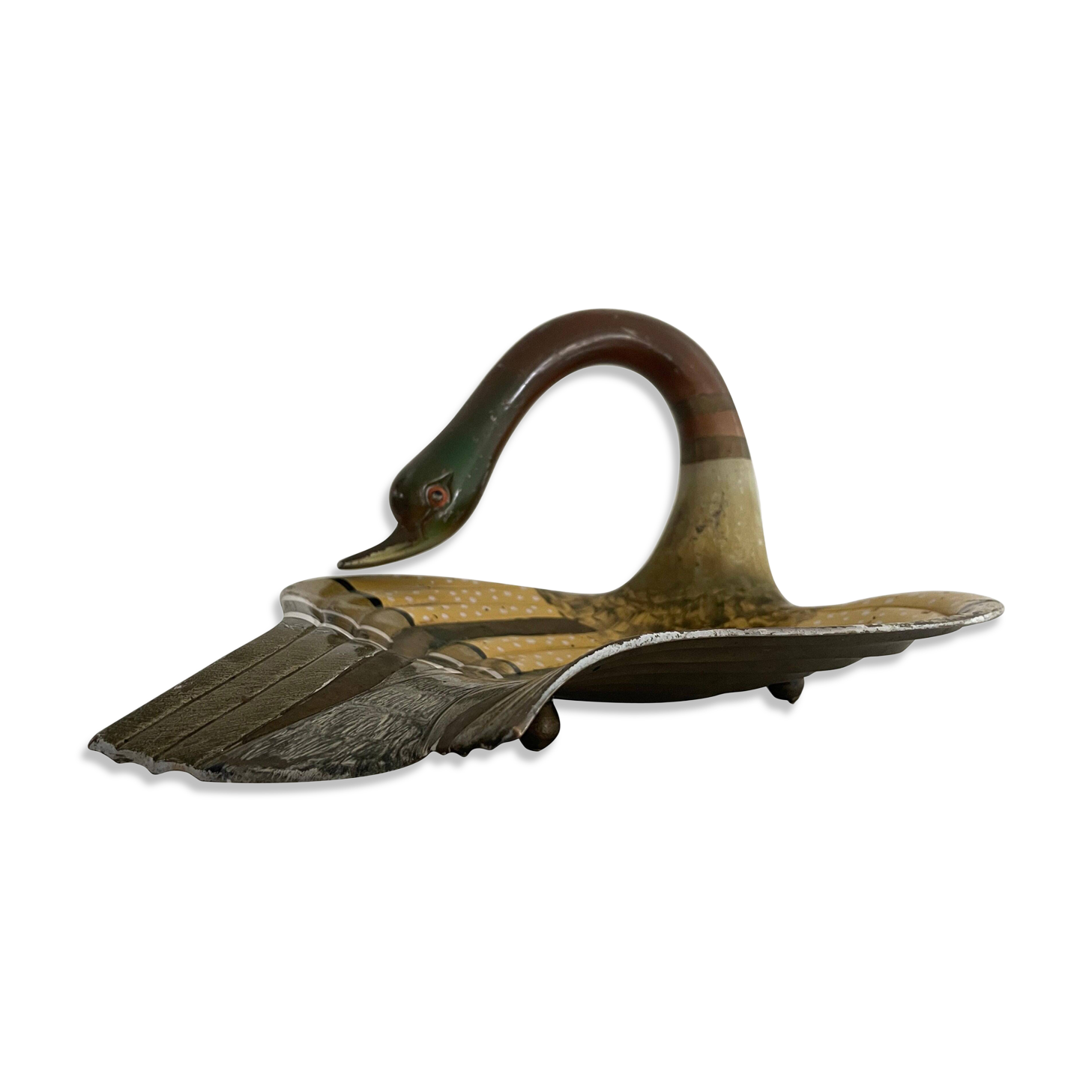 Adorable decorative centrepiece sculpture in the shape of a brass duck, 1970s, Germany.
