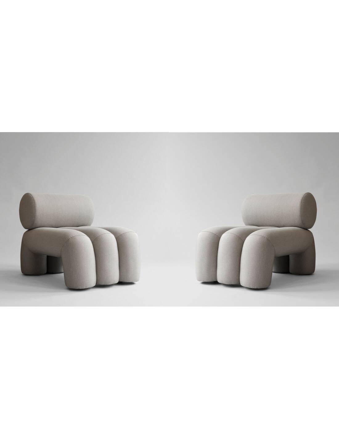 Pair of contemporary armchairs - taupe color - sun-resistant fabric