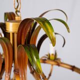 Italian metal chandelier in bamboo imitation, 1960s