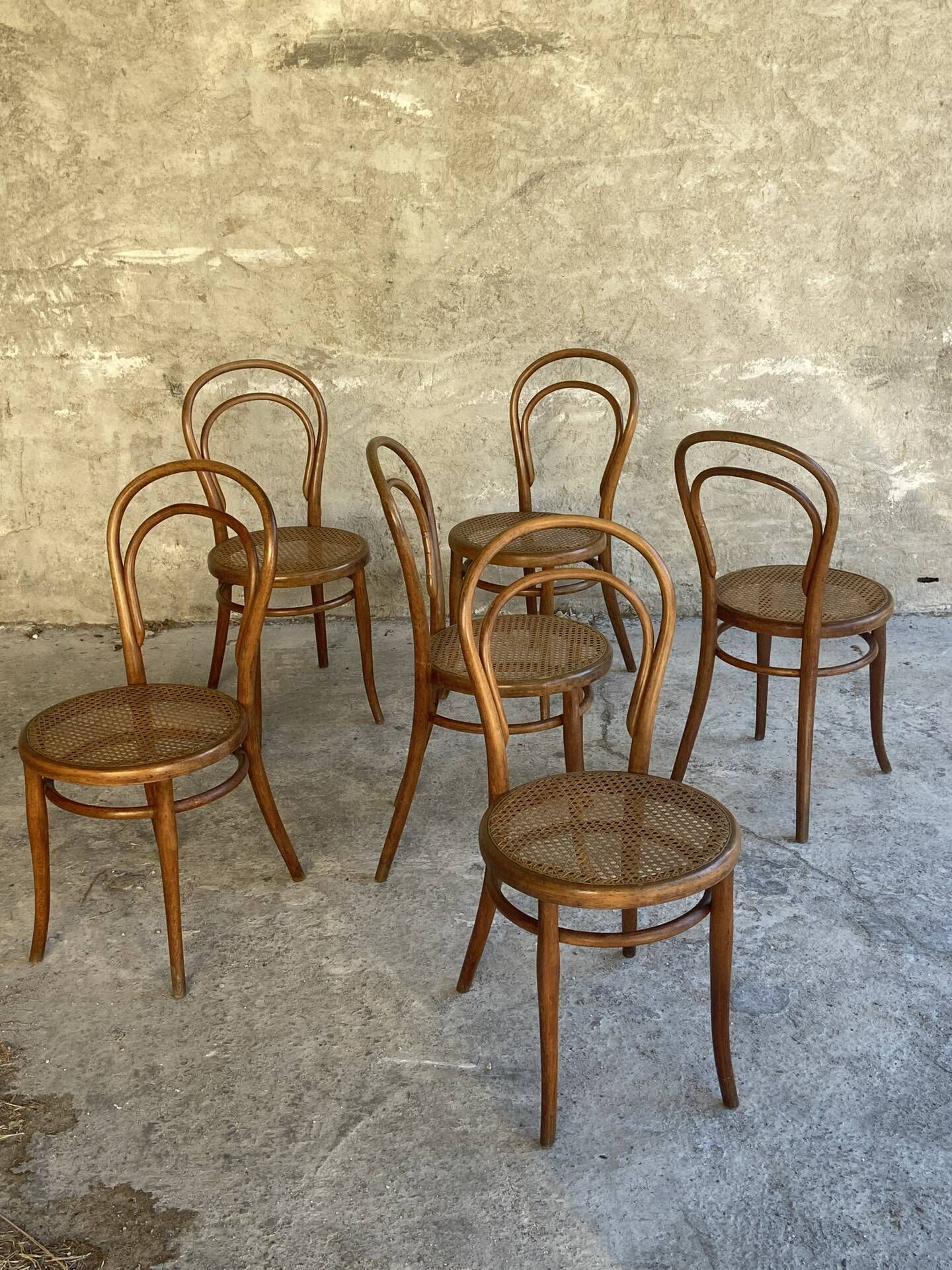 Set of Thonet chairs with caning