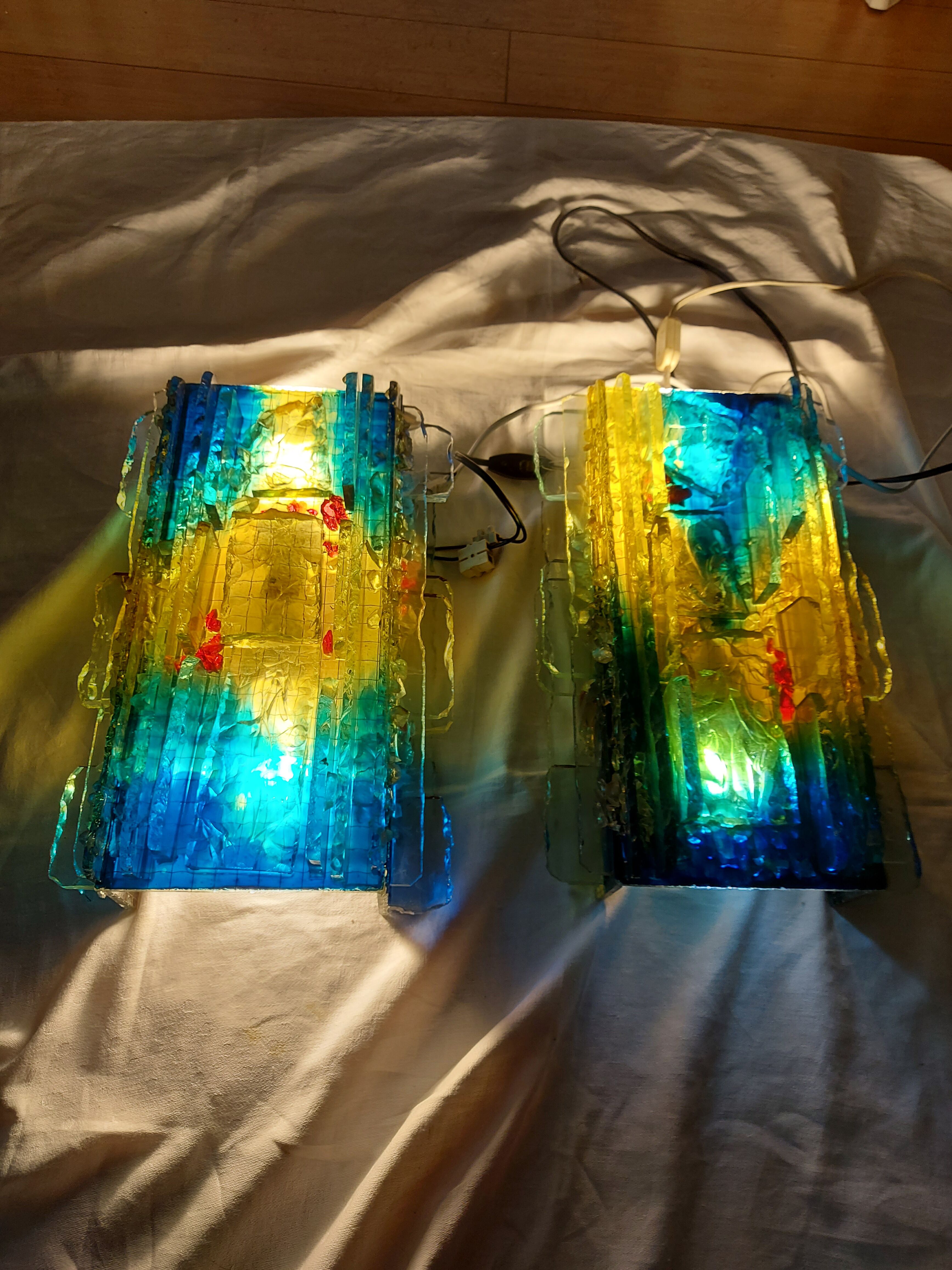 Pair of raak glass appliques, Willem Van Oyen, Chartres model