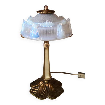 Lampe de pierre Lucas signé en bronze et ezan