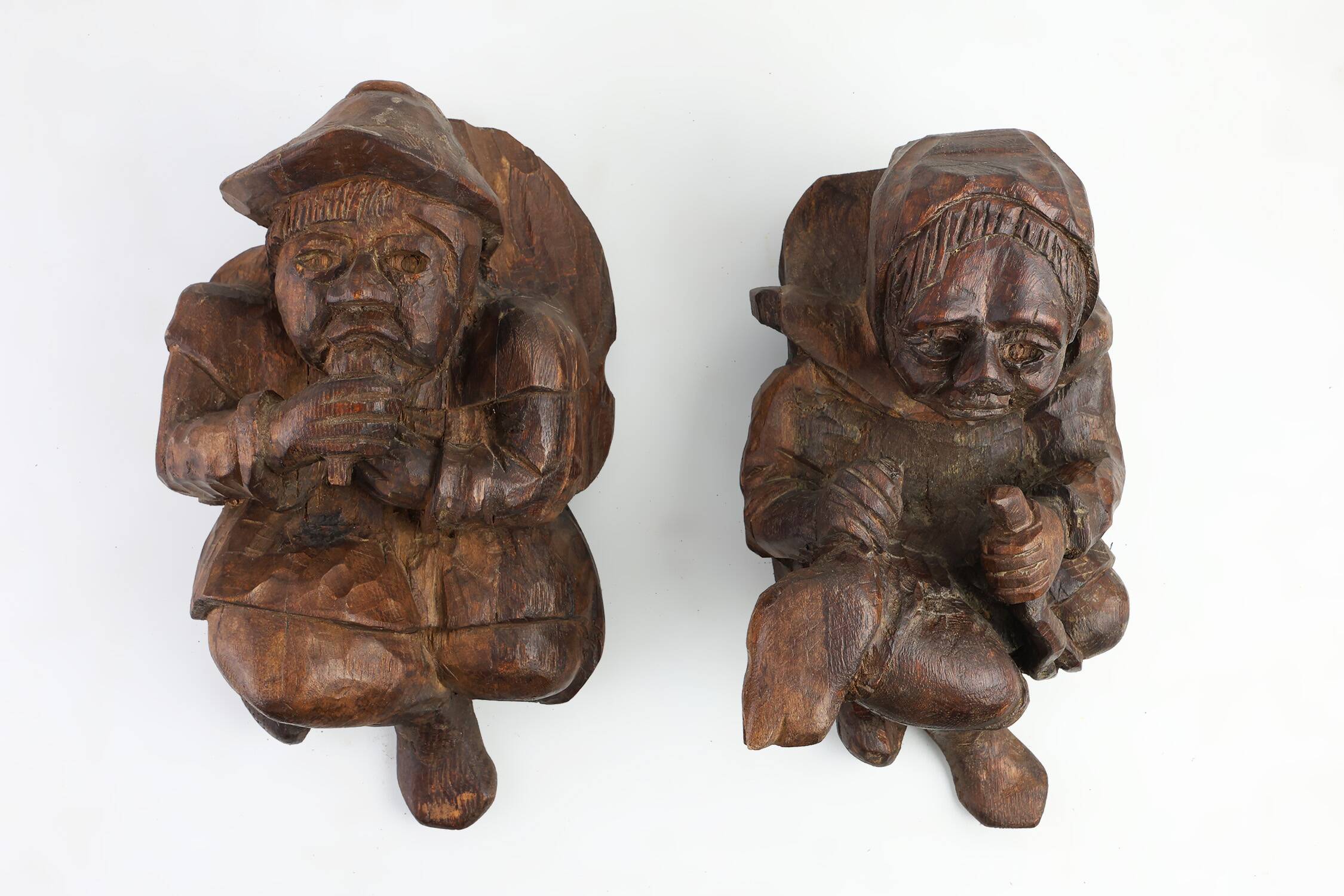 Hand-Carved Oak Wall Figure of a man, France ca. 1850
