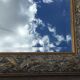 Pair of bevelled mirrors in white and gilded wood 86 x 66 cm