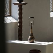 Art Nouveau table lamp in coloured terracotta by L. Hjorth, Bornholm, 1930s.