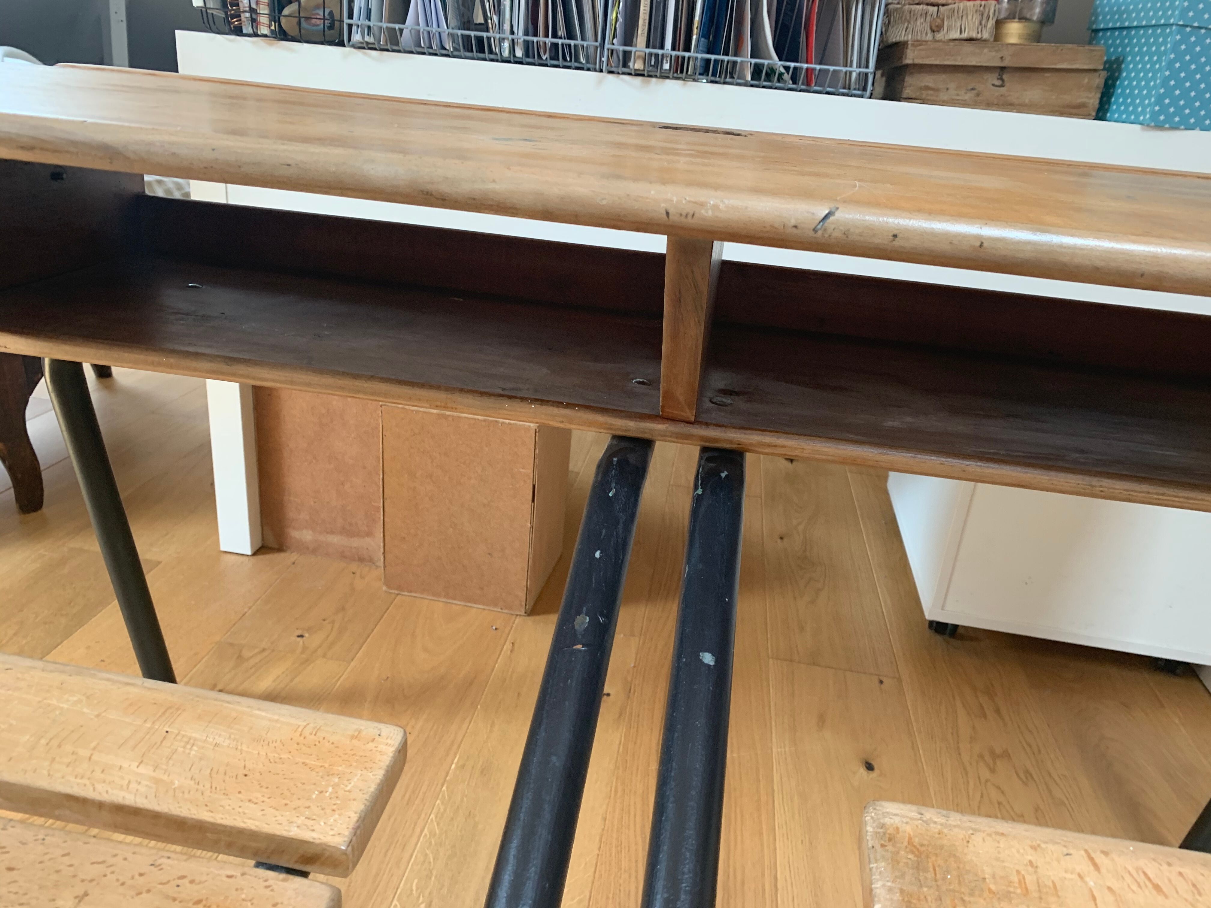 Double vintage school desk