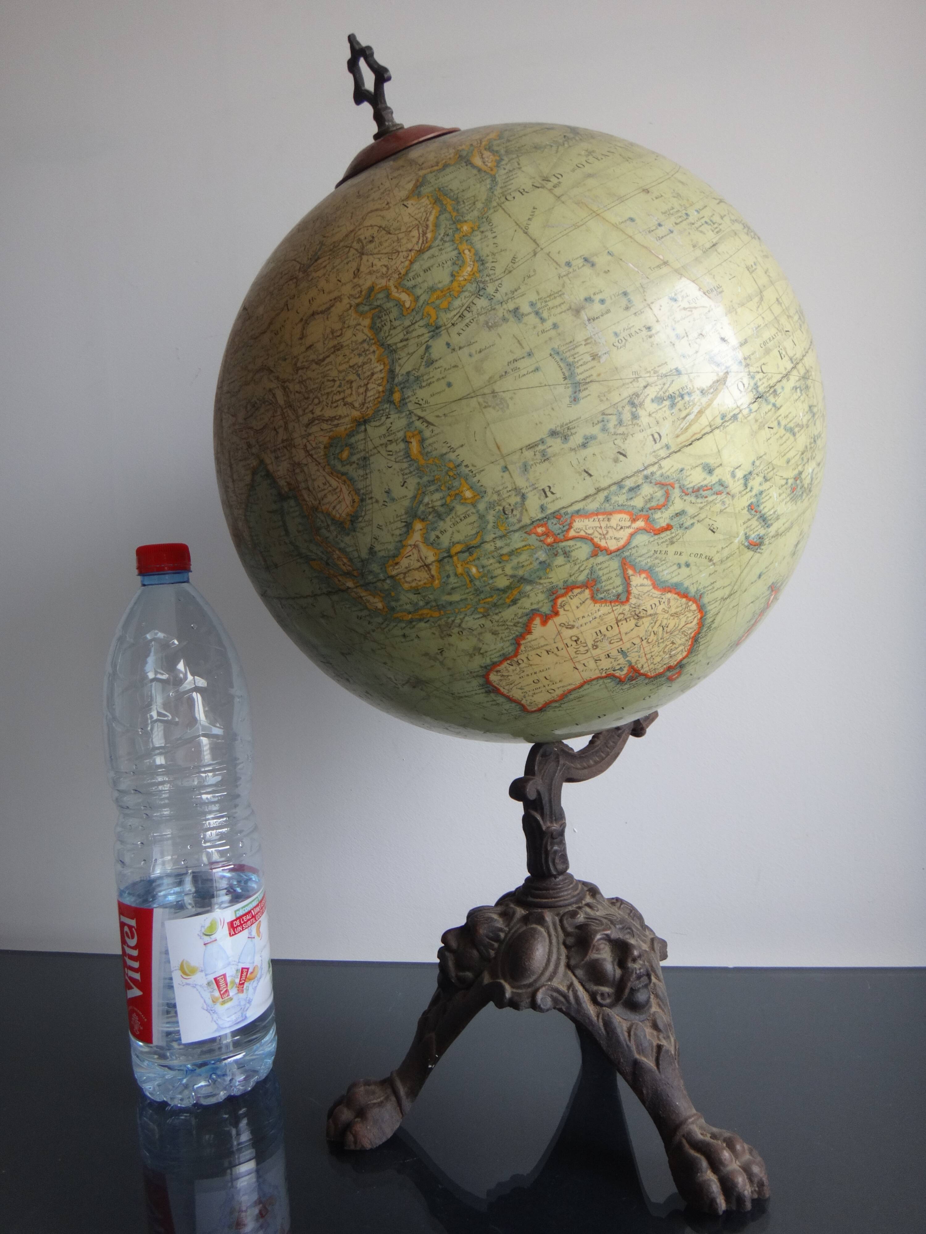 Earth globe l lebegue world map with cast 60cm paris xix