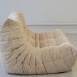 Ensemble de canapés Togo en velours côtelé beige, modèle dessiné par Michel Ducaroy 1973