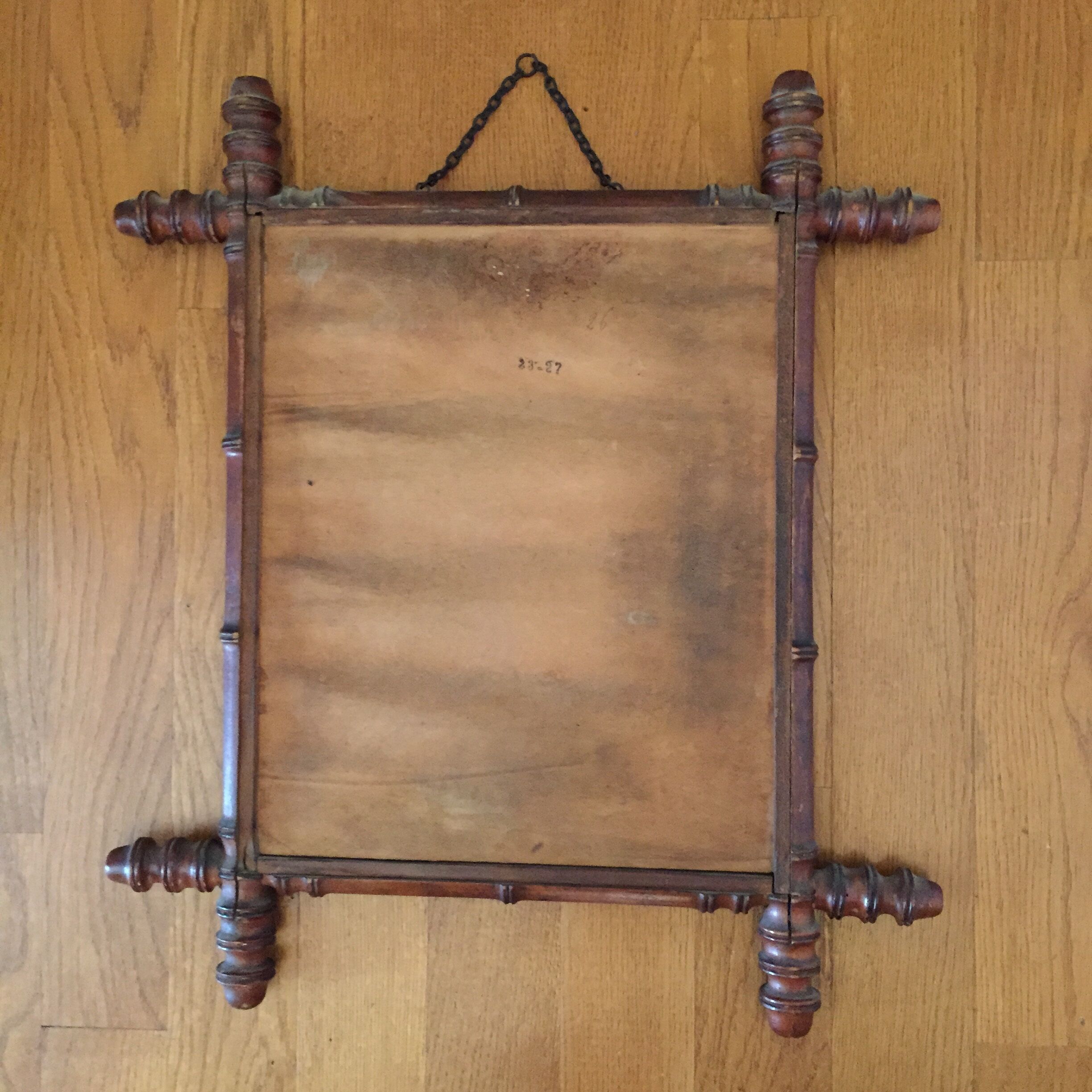 Wooden mirror frame imitation bamboo 49 x 42 cm