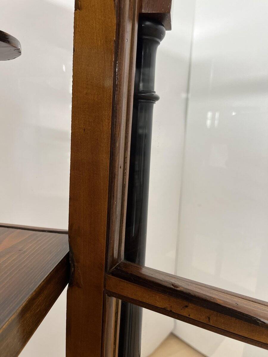 Biedermeier Vitrine in Walnut & Brass with Three Sides Glazed, South Germany, 1830