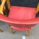 Pair of red vintage bridge armchairs