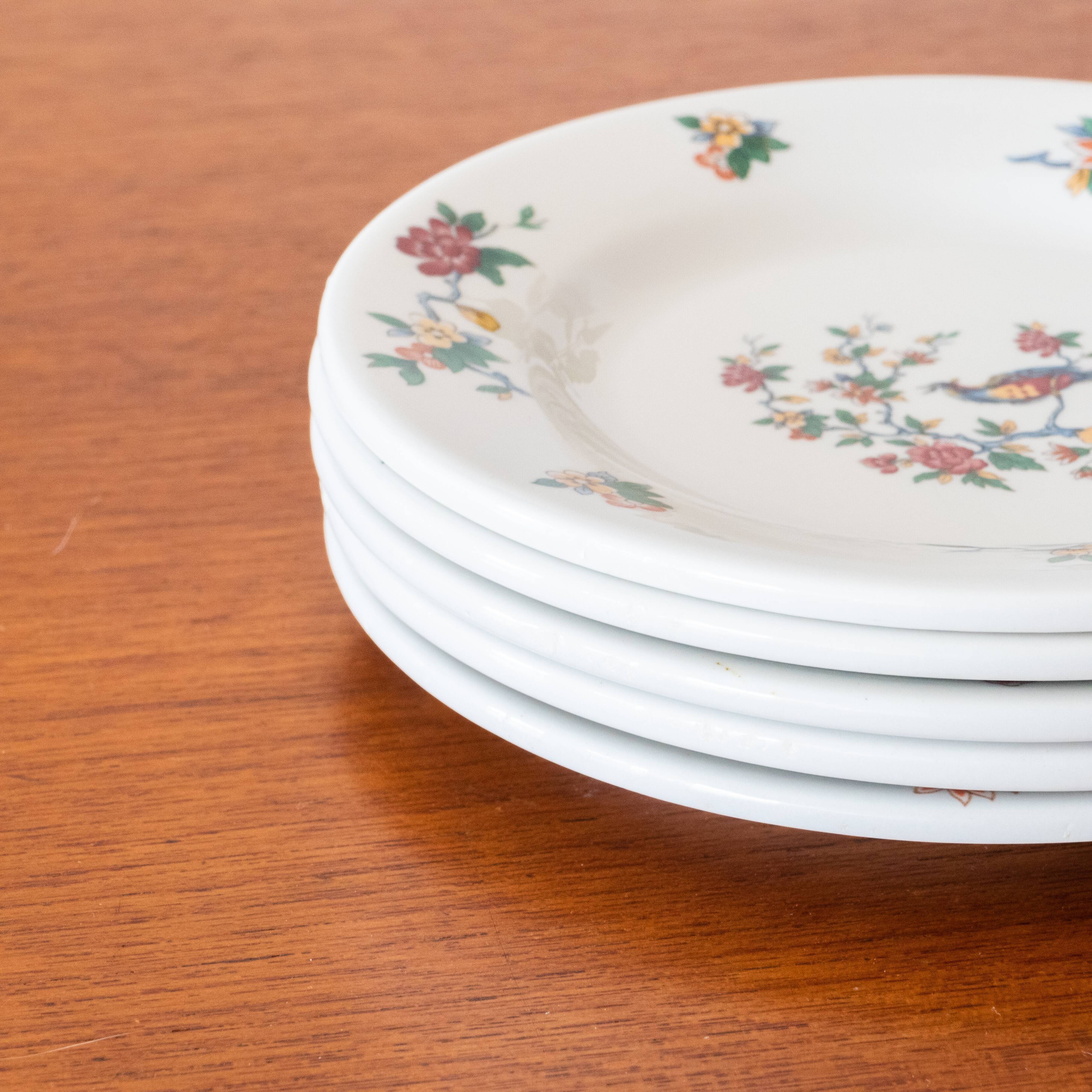 5 Sarreguemines porcelain plates bird decoration