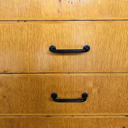 Vintage low storage cabinet blond oak Circa 60