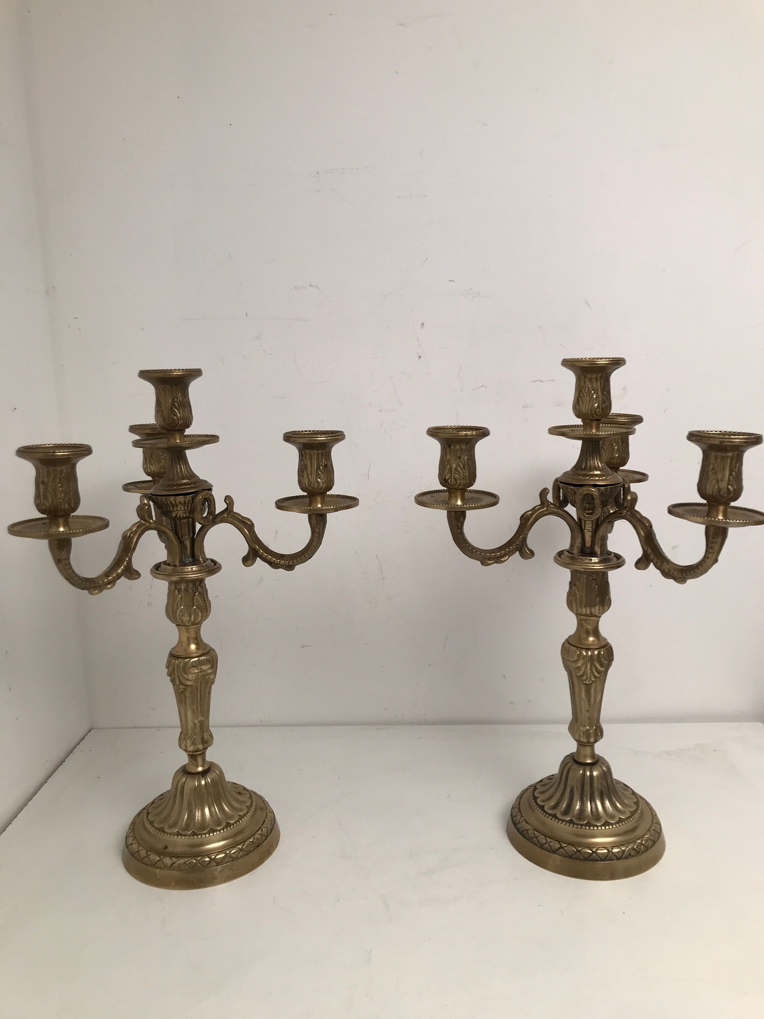 Brass candle holders 3 branches 4 fires