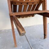 Pair of solid pine folding chairs - Editions DEJOU