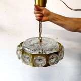 Crystal pendant lamp, designed by Carl Fagerlund, Sweden 1960s, vntg, mid-c modern