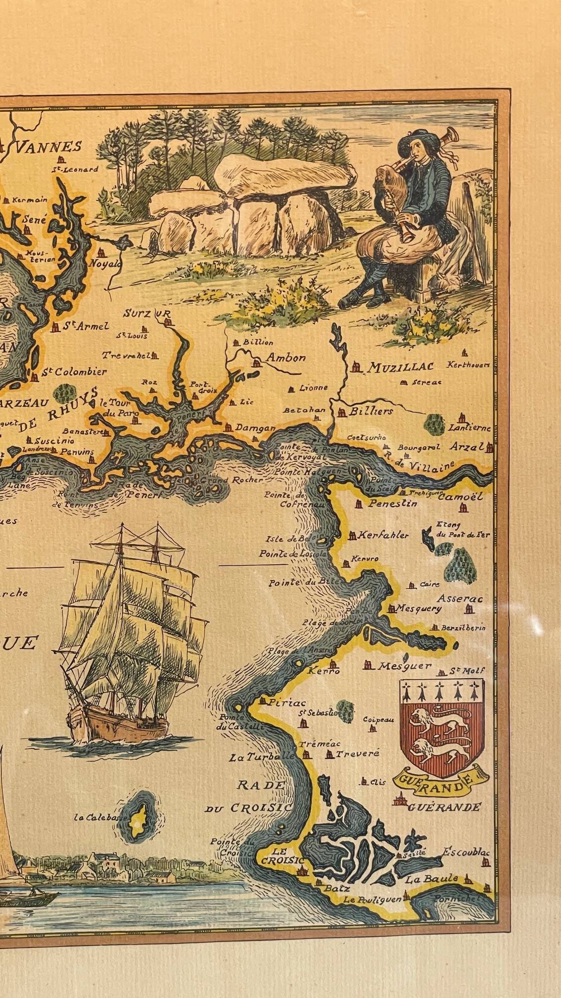 Vintage Atlantic Ocean Marine Map Gold Leaf Frame