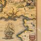 Vintage Atlantic Ocean Marine Map Gold Leaf Frame