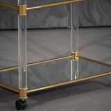 Vintage brass and lucite serving trolley, France 1960s