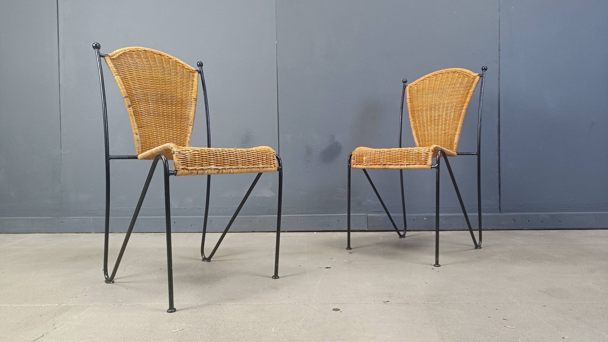 Wicker Chairs by Frederick Weinberg, 1960s, Set of 6
