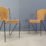 Chaises en osier par Frederick Weinberg, années 1960, lot de 6