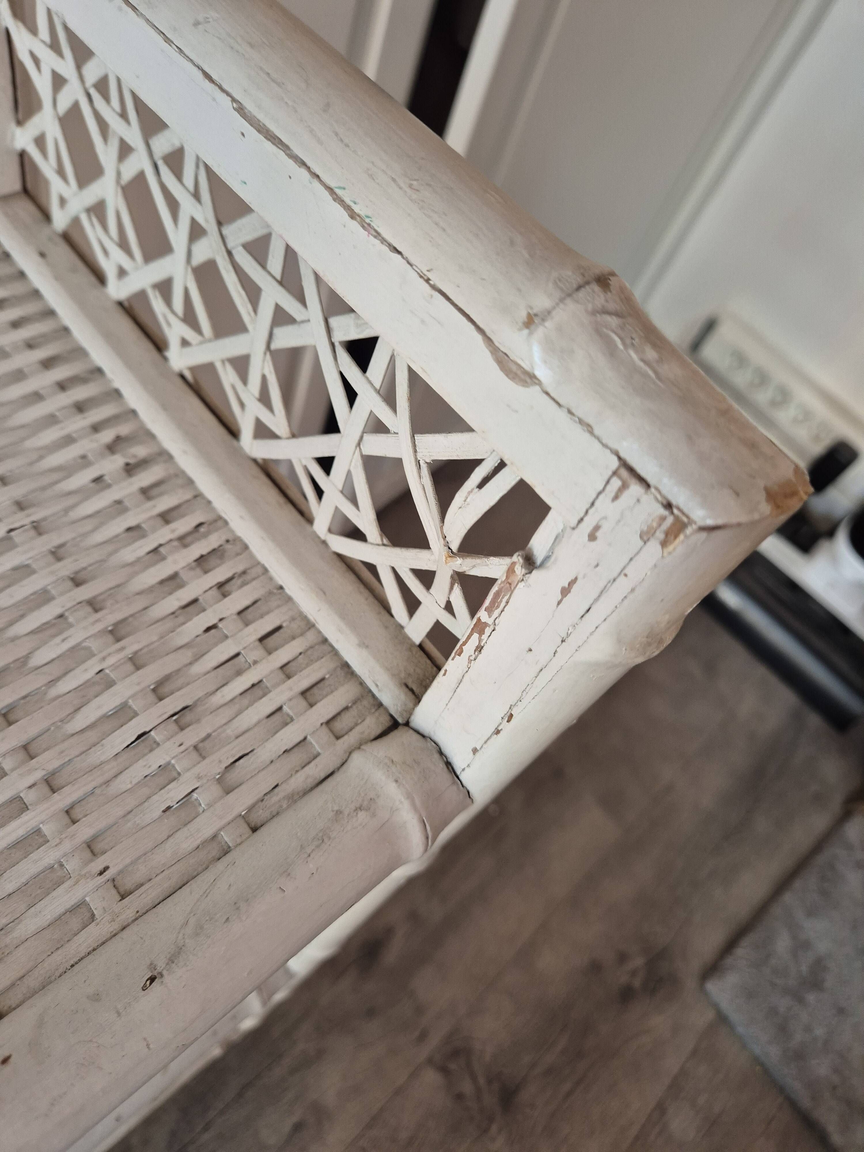 meuble de rangement etagere en rotin osier vintage blanc