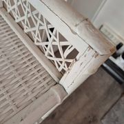 vintage white wicker rattan storage shelf