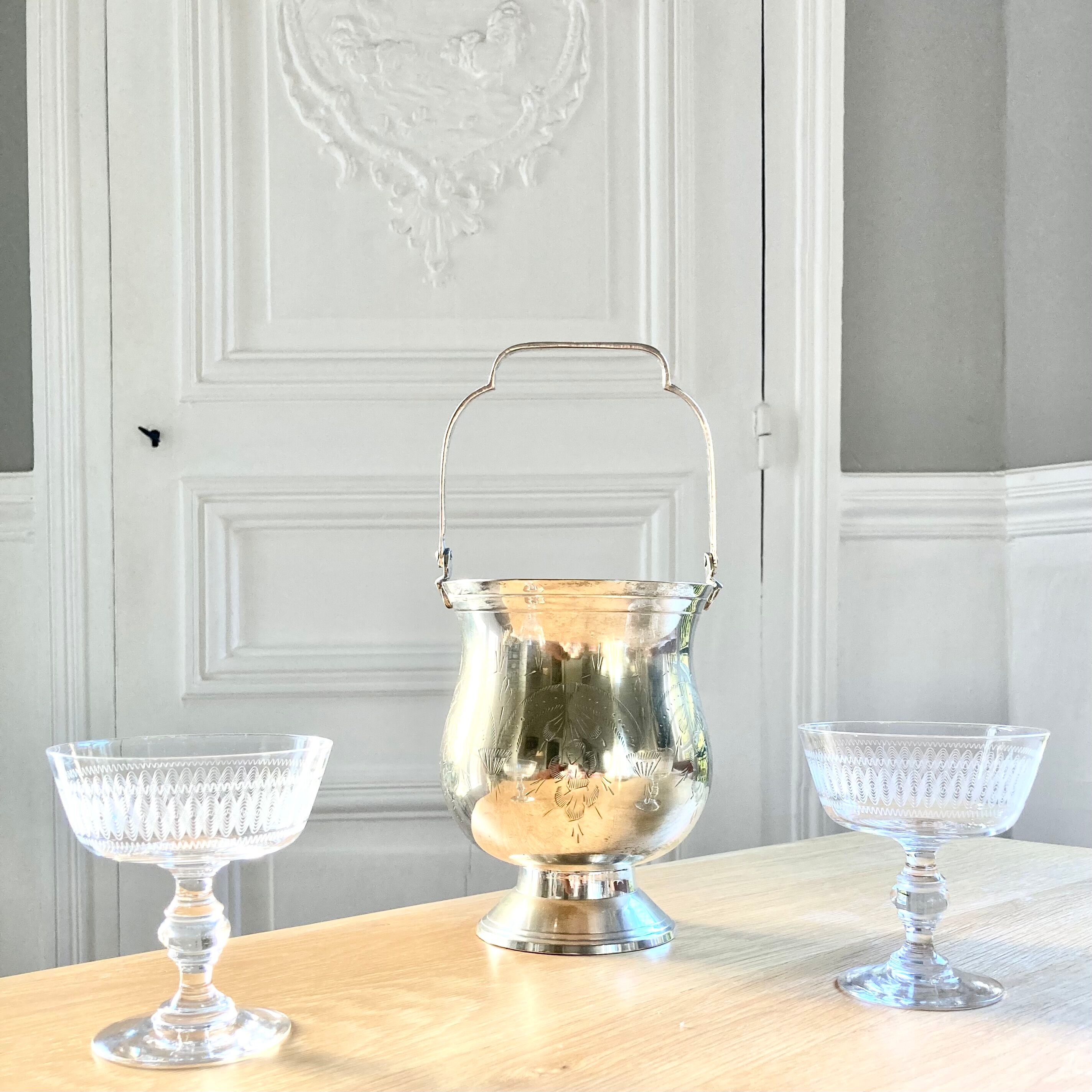 Silver metal ice bucket