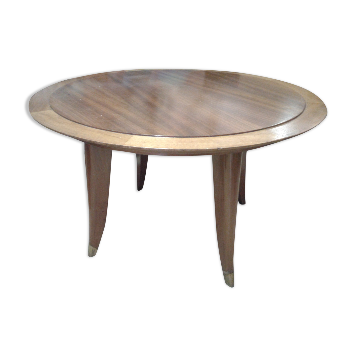 Art Deco round coffee table in blond wood
